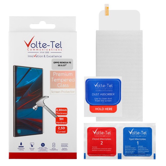 VOLTE-TEL TEMPERED GLASS OPPO RENO14 FS 5G 6.57in 9H 0.30mm 2.5D FULL GLUE