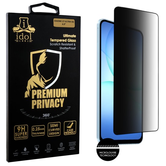IDOL 1991 PREMIUM PRIVACY ANTISPY TEMPERED GLASS SAMSUNG A37 5G 6.7in 9H 0.25mm SEMI CURVED FULL GLUE BLACK