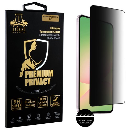IDOL 1991 PREMIUM PRIVACY ANTISPY TEMPERED GLASS SAMSUNG A57 5G 6.7in 9H 0.25mm SEMI CURVED FULL GLUE BLACK