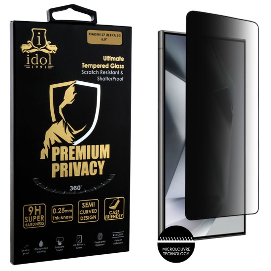 IDOL 1991 PREMIUM PRIVACY ANTISPY TEMPERED GLASS SAMSUNG S24 ULTRA 5G 6.8in 9H 0.25mm SEMI CURVED FINGER UNLOCK FULL GLUE BLACK