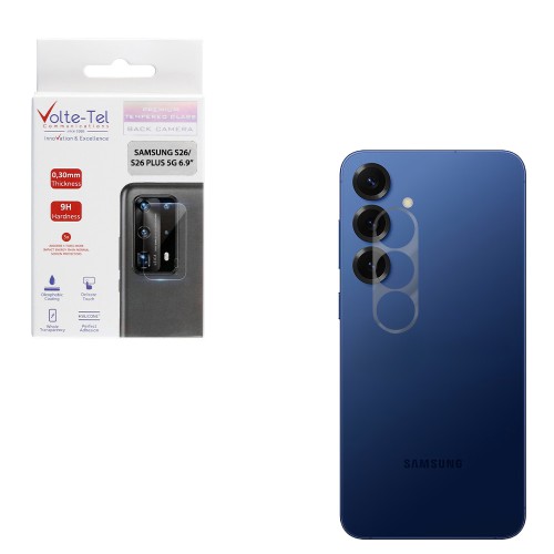 VOLTE-TEL CAMERA GLASS SAMSUNG S26 5G/S26 PLUS 5G 6.3in 9H 0.25mm 3D CURVED TRANSPARENT