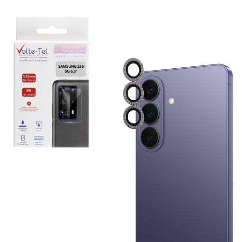 VOLTE-TEL CAMERA GLASS COVER SAMSUNG S26 5G 6.3in 9H 0.33MM EASY APPLICATION WITH STRASS SILVER