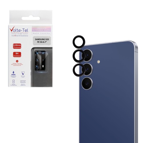 VOLTE-TEL CAMERA GLASS COVER SAMSUNG S25 FE 5G S731 6.7in 9H 0.30MM EASY APPLICATION BLACK