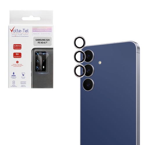 VOLTE-TEL CAMERA GLASS COVER SAMSUNG S25 FE 5G S731 6.7in 9H 0.30MM EASY APPLICATION SILVER