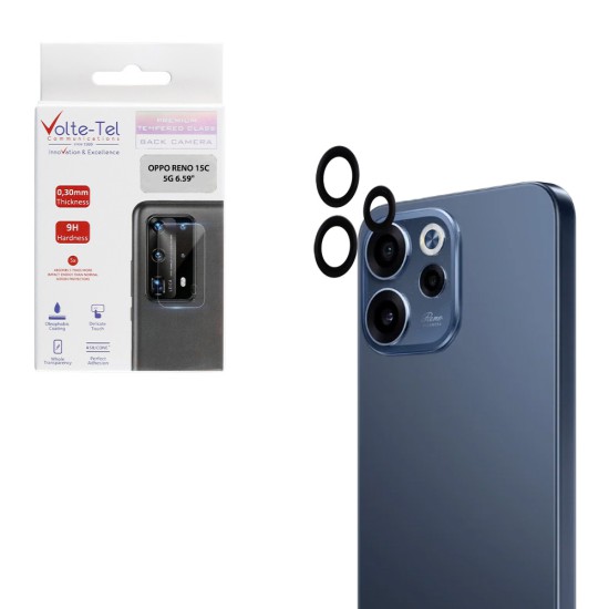 VOLTE-TEL CAMERA GLASS COVER OPPO RENO 15C 5G 6.59in 9H 0.30MM EASY APPLICATION BLACK