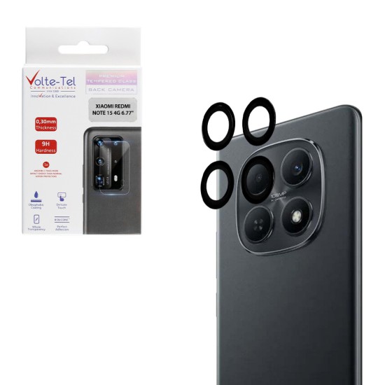 VOLTE-TEL CAMERA GLASS COVER XIAOMI REDMI NOTE 15 4G 6.77in 9H 0.30MM EASY APPLICATION BLACK