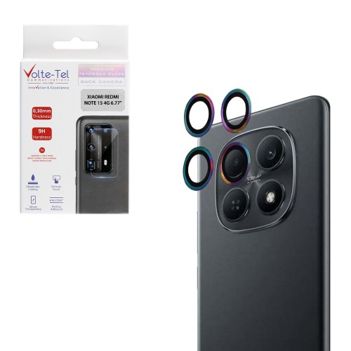 VOLTE-TEL CAMERA GLASS COVER XIAOMI REDMI NOTE 15 4G 6.77in 9H 0.30MM EASY APPLICATION RAINBOW
