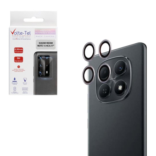 VOLTE-TEL CAMERA GLASS COVER XIAOMI REDMI NOTE 15 4G 6.77in 9H 0.30MM EASY APPLICATION SILVER