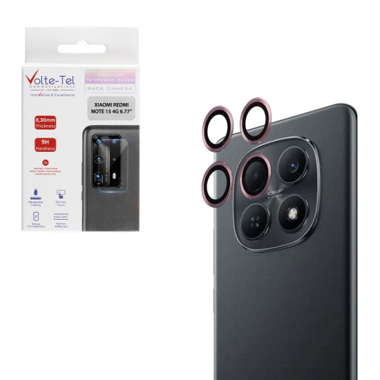 VOLTE-TEL CAMERA GLASS COVER XIAOMI REDMI NOTE 15 4G 6.77in 9H 0.30MM EASY APPLICATION PINK