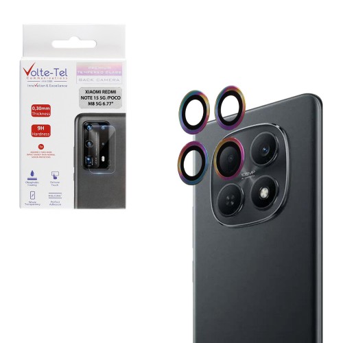 VOLTE-TEL CAMERA GLASS COVER XIAOMI REDMI NOTE 15 5G /POCO M8 5G 6.77in 9H 0.30MM EASY APPLICATION RAINBOW