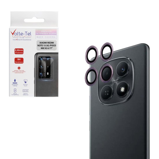 VOLTE-TEL CAMERA GLASS COVER XIAOMI REDMI NOTE 15 5G /POCO M8 5G 6.77in 9H 0.30MM EASY APPLICATION PURPLE