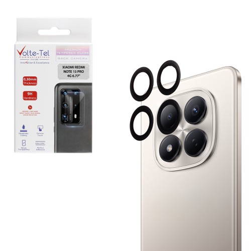 VOLTE-TEL CAMERA GLASS COVER XIAOMI REDMI NOTE 15 PRO 4G 6.77in 9H 0.30MM EASY APPLICATION BLACK