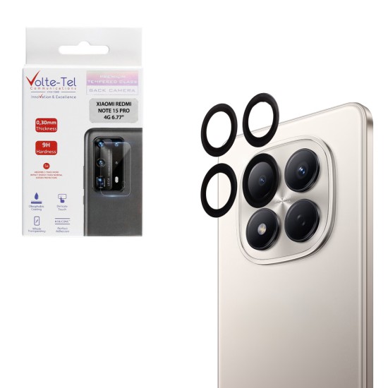 VOLTE-TEL CAMERA GLASS COVER XIAOMI REDMI NOTE 15 PRO 4G 6.77in 9H 0.30MM EASY APPLICATION BLACK