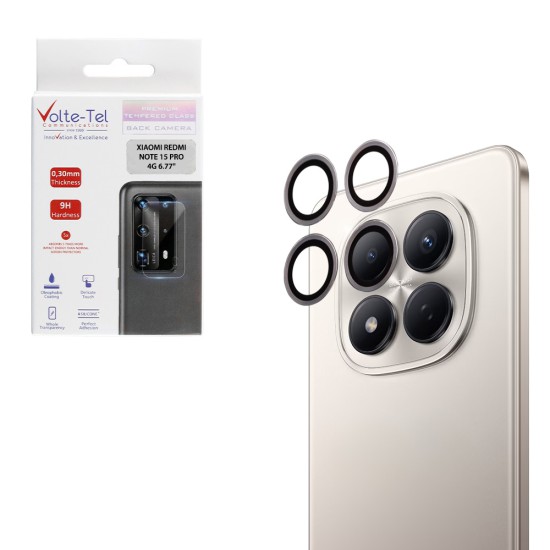 VOLTE-TEL CAMERA GLASS COVER XIAOMI REDMI NOTE 15 PRO 4G 6.77in 9H 0.30MM EASY APPLICATION SILVER
