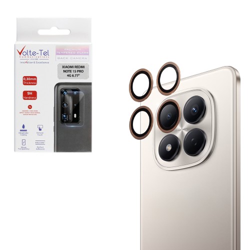 VOLTE-TEL CAMERA GLASS COVER XIAOMI REDMI NOTE 15 PRO 4G 6.77in 9H 0.30MM EASY APPLICATION GOLD