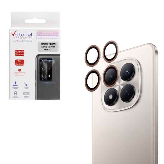 VOLTE-TEL CAMERA GLASS COVER XIAOMI REDMI NOTE 15 PRO 4G 6.77in 9H 0.30MM EASY APPLICATION GOLD