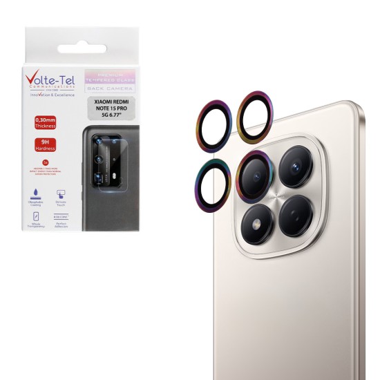 VOLTE-TEL CAMERA GLASS COVER XIAOMI REDMI NOTE 15 PRO 5G 6.77in 9H 0.30MM EASY APPLICATION RAINBOW
