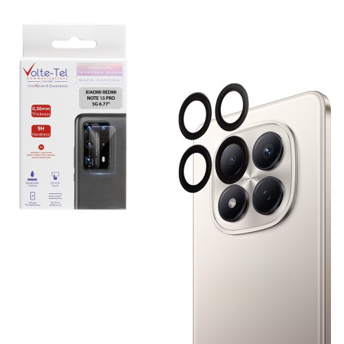 VOLTE-TEL CAMERA GLASS COVER XIAOMI REDMI NOTE 15 PRO 5G 6.77in 9H 0.30MM EASY APPLICATION BLACK