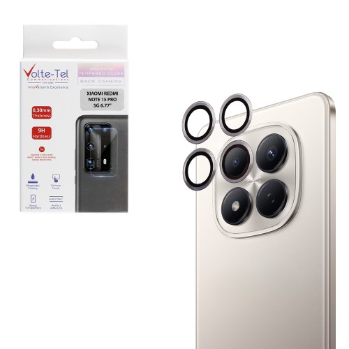 VOLTE-TEL CAMERA GLASS COVER XIAOMI REDMI NOTE 15 PRO 5G 6.77in 9H 0.30MM EASY APPLICATION SILVER