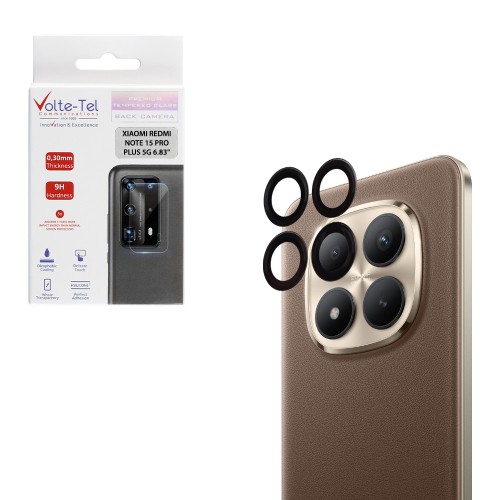 VOLTE-TEL CAMERA GLASS COVER XIAOMI REDMI NOTE 15 PRO/NOTE 15 PRO PLUS/ POCO M8 PRO 5G 6.83in 9H 0.30MM EASY APPLICATION BLACK