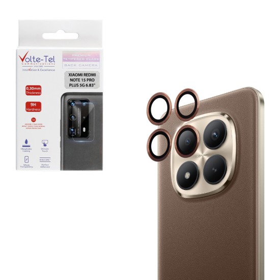 VOLTE-TEL CAMERA GLASS COVER XIAOMI REDMI NOTE 15 PRO/NOTE 15 PRO PLUS/ POCO M8 PRO 5G 6.83in 9H 0.30MM EASY APPLICATION GOLD