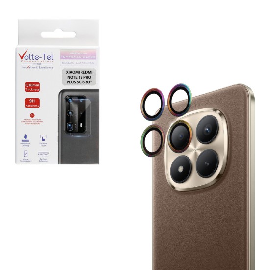 VOLTE-TEL CAMERA GLASS COVER XIAOMI REDMI NOTE 15 PRO/NOTE 15 PRO PLUS/ POCO M8 PRO 5G 6.83in 9H 0.30MM EASY APPLICATION RAINBOW