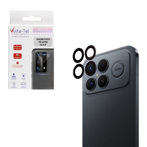 VOLTE-TEL CAMERA GLASS COVER XIAOMI POCO F8 ULTRA 5G 6.9in 9H 0.30MM EASY APPLICATION BLACK