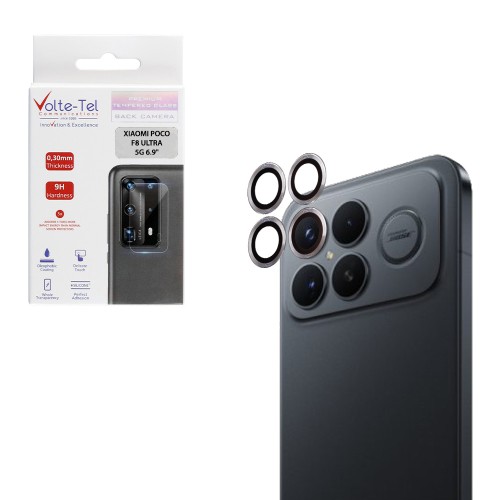 VOLTE-TEL CAMERA GLASS COVER XIAOMI POCO F8 ULTRA 5G 6.9in 9H 0.30MM EASY APPLICATION SILVER