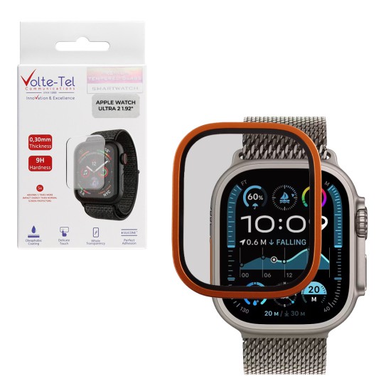 VOLTE-TEL 3D TITANIUM TEMPERED GLASS APPLE WATCH ULTRA 2 49mm 1.92in 0.30mm FULL COVER ORANGE