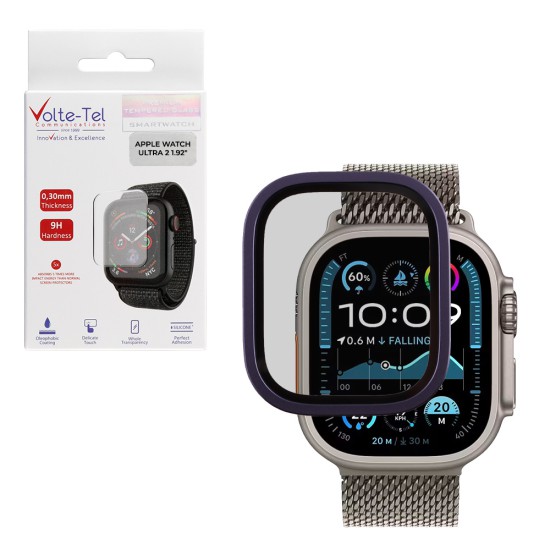VOLTE-TEL 3D TITANIUM TEMPERED GLASS APPLE WATCH ULTRA 2 49mm 1.92in 0.30mm FULL COVER DARK PURPLE