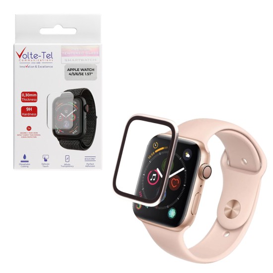VOLTE-TEL ALUMINIUM TEMPERED GLASS APPLE WATCH 4/5/6/SE 40mm 3D CURVED 1.57in 0.30mm FULL COVER & INSTALLATION TOOL STARL