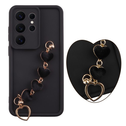 VOLTE-TEL SILICON TPU WITH STRAP ΘΗΚΗ SAMSUNG S26 ULTRA 5G 6.9in  FULL CAMERA PROTECTION BLACK WITH BLACK HEARTS