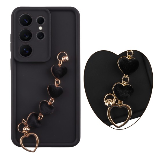 VOLTE-TEL SILICON TPU WITH STRAP ΘΗΚΗ SAMSUNG S26 ULTRA 5G 6.9in  FULL CAMERA PROTECTION BLACK WITH BLACK HEARTS