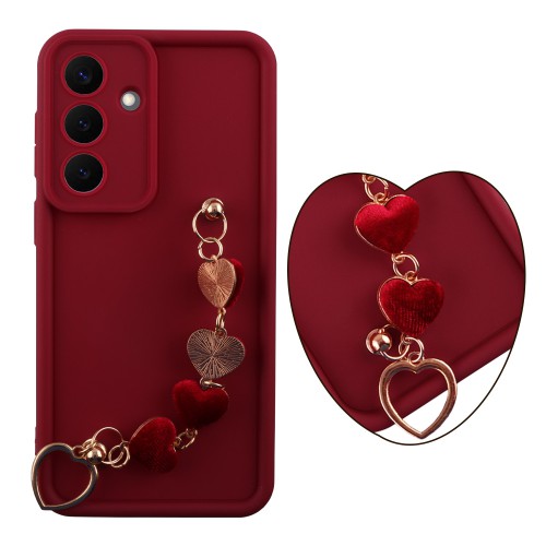 VOLTE-TEL SILICON TPU WITH STRAP ΘΗΚΗ SAMSUNG S26 PLUS 5G 6.7in  FULL CAMERA PROTECTION BURGUNDY WITH RED HEARTS