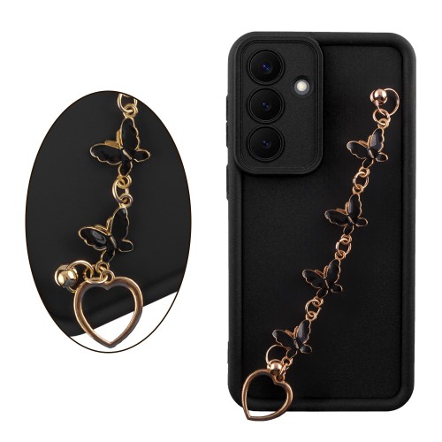 VOLTE-TEL SILICON TPU WITH STRAP ΘΗΚΗ SAMSUNG S26 PLUS 5G 6.7in  FULL CAMERA PROTECTION BLACK WITH BLACK BUTTERFLIES