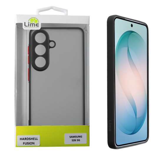 LIME HARDSHELL FUSION ΘΗΚΗ SAMSUNG S26 5G 6.3in  FULL CAMERA PROTECTION BLACK WITH RED KEYS