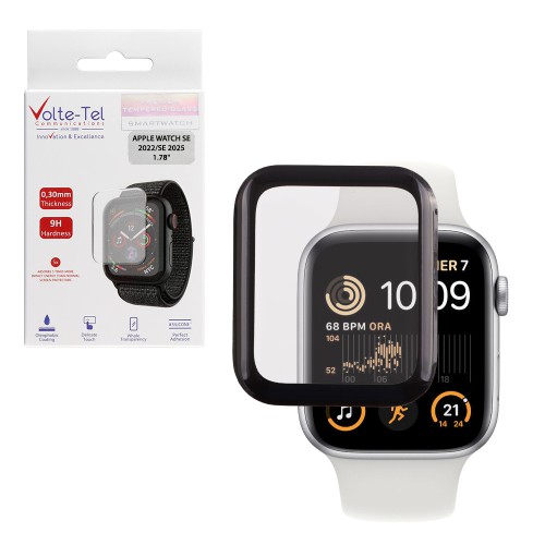 VOLTE-TEL PLEXI TEMPERED GLASS APPLE WATCH SE 2022/SE 2025 40mm 1.78in 3D EDGE 0.30mm FULL GLUE FULL COVER BLACK