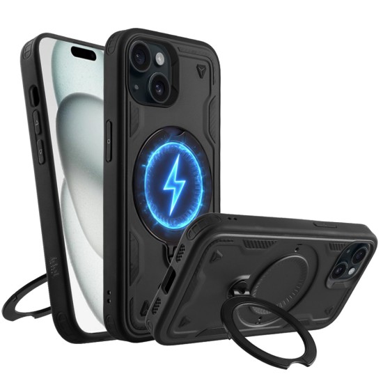 IDOL 1991 ARMOR TPU ΘΗΚΗ IPHONE 15 6.1in HYPER MAGSAFE STAND CAMERA GUARD BLACK