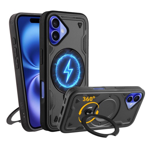 IDOL 1991 ARMOR TPU ΘΗΚΗ IPHONE 16 6.1in HYPER MAGSAFE STAND CAMERA GUARD BLACK