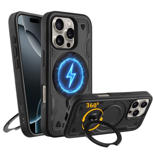 IDOL 1991 ARMOR TPU ΘΗΚΗ IPHONE 16 PRO 6.3in HYPER MAGSAFE STAND CAMERA GUARD BLACK