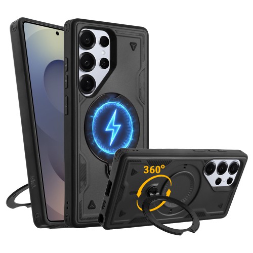 IDOL 1991 ARMOR TPU ΘΗΚΗ SAMSUNG S25 ULTRA 5G S938 6.9in HYPER MAGSAFE STAND CAMERA GUARD BLACK