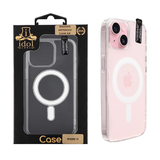 IDOL 1991 SUPER MAGSAFE ΘΗΚΗ IPHONE 15 6.1in ANTISHOCK CLEAR AIR BACK COVER TPU CAMERA GUARD ΔΙΑΦΑΝΗ