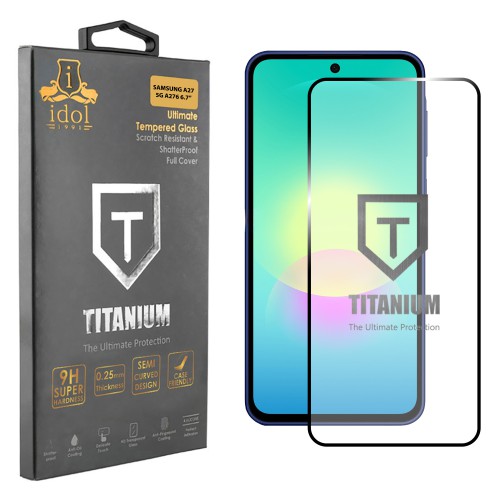IDOL 1991 TITANIUM TEMPERED GLASS SAMSUNG A27 5G A276 6.7in 9H 0.25mm  SEMI CURVED FULL GLUE BLACK