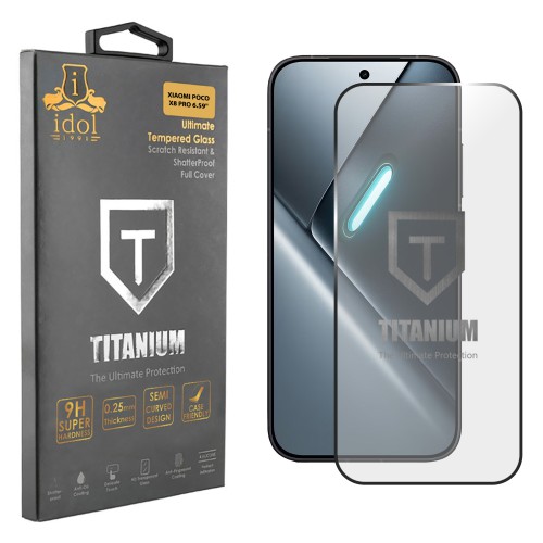 IDOL 1991 TITANIUM TEMPERED GLASS XIAOMI POCO X8 PRO 6.59" 9H 0.25mm SEMI CURVED FULL GLUE BLACK