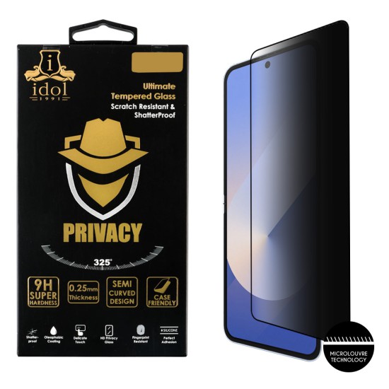 IDOL 1991 PRIVACY ANTISPY TEMPERED GLASS SAMSUNG Z FLIP 8 5G 6.9in 9H 0.25mm SEMI CURVED FULL GLUE BLACK