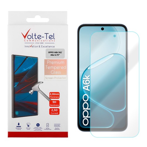 VOLTE-TEL TEMPERED GLASS OPPO A6k 5G/A6x 6.75in 9H 0.30mm 2.5D FULL GLUE