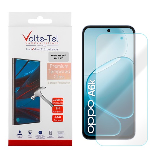 VOLTE-TEL TEMPERED GLASS OPPO A6k 5G/A6x 6.75in 9H 0.30mm 2.5D FULL GLUE