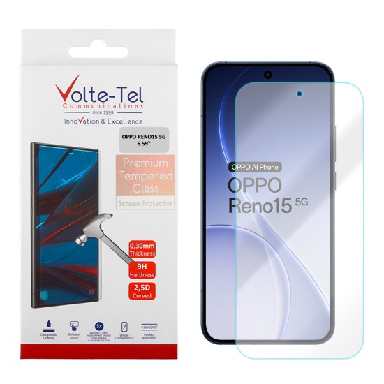 VOLTE-TEL TEMPERED GLASS OPPO RENO15 5G 6.59in 9H 0.30mm 2.5D FULL GLUE