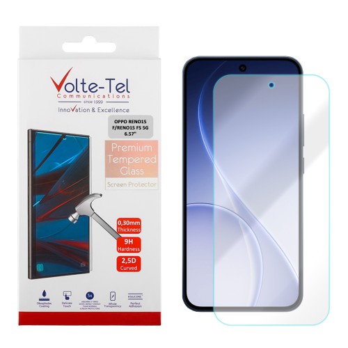VOLTE-TEL TEMPERED GLASS OPPO RENO15 F/RENO15 FS 5G 6.57in 9H 0.30mm 2.5D FULL GLUE