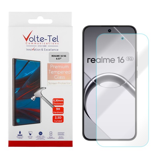 VOLTE-TEL TEMPERED GLASS REALME 16 5G 6.57in 9H 0.30mm 2.5D FULL GLUE